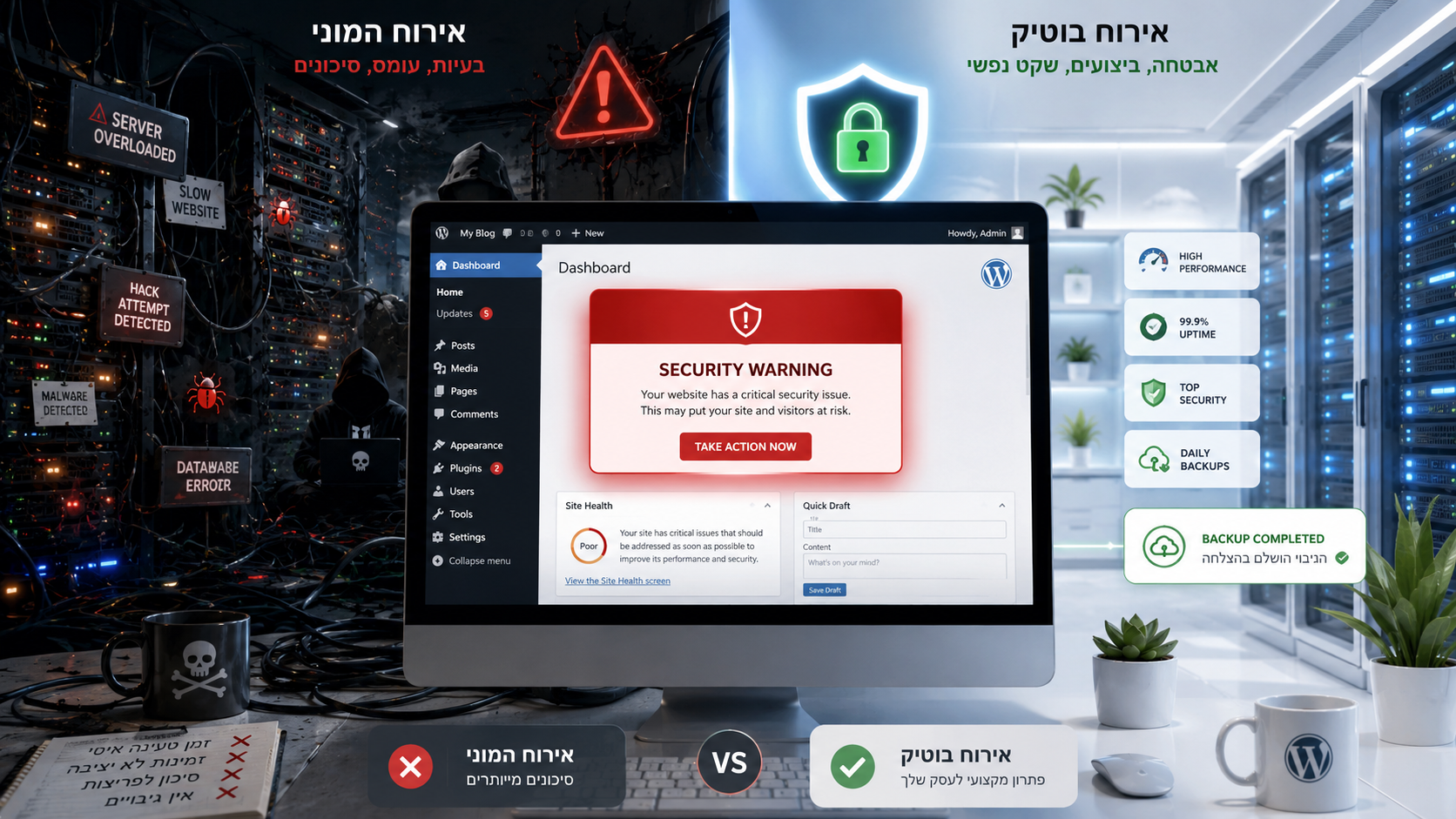 השוואת אירוח אתרים: רע מול טוב